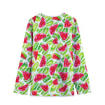 White Summer Watermelon Pattern Print Long Sleeve Short Coat