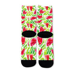 White Summer Watermelon Pattern Print Long Socks