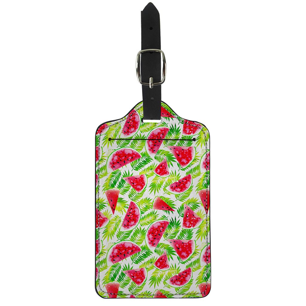 White Summer Watermelon Pattern Print Luggage Tag