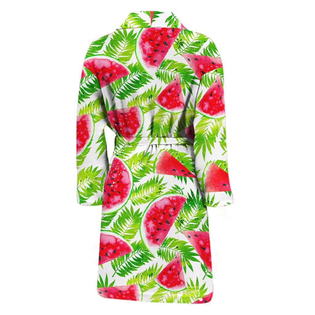 White Summer Watermelon Pattern Print Men's Bathrobe