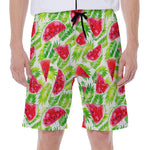 White Summer Watermelon Pattern Print Men's Beach Shorts