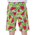 White Summer Watermelon Pattern Print Men's Beach Shorts