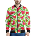 White Summer Watermelon Pattern Print Men's Bomber Jacket
