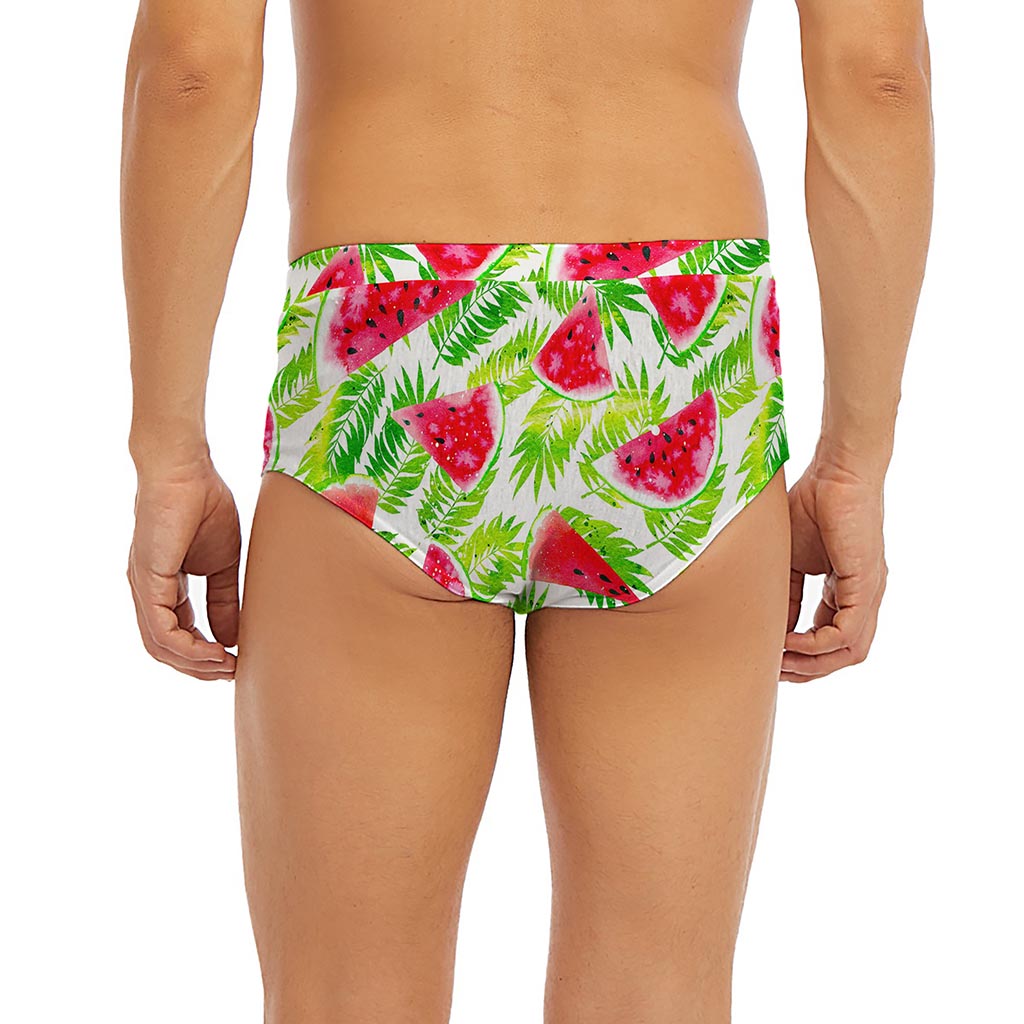 White Summer Watermelon Pattern Print Men's Briefs