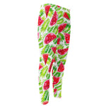 White Summer Watermelon Pattern Print Men's Compression Pants