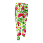 White Summer Watermelon Pattern Print Men's Compression Pants