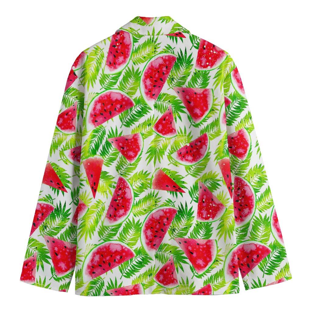 White Summer Watermelon Pattern Print Men's Cotton Blazer