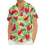 White Summer Watermelon Pattern Print Men's Deep V-Neck Shirt
