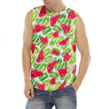 White Summer Watermelon Pattern Print Men's Fitness Tank Top