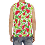 White Summer Watermelon Pattern Print Men's Fitness Tank Top