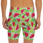 White Summer Watermelon Pattern Print Men's Long Boxer Briefs