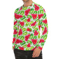 White Summer Watermelon Pattern Print Men's Long Sleeve Rash Guard
