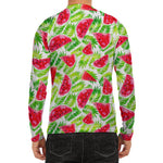 White Summer Watermelon Pattern Print Men's Long Sleeve Rash Guard