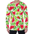 White Summer Watermelon Pattern Print Men's Long Sleeve T-Shirt