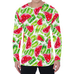 White Summer Watermelon Pattern Print Men's Long Sleeve T-Shirt