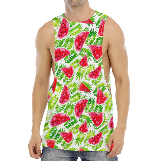White Summer Watermelon Pattern Print Men's Muscle Tank Top