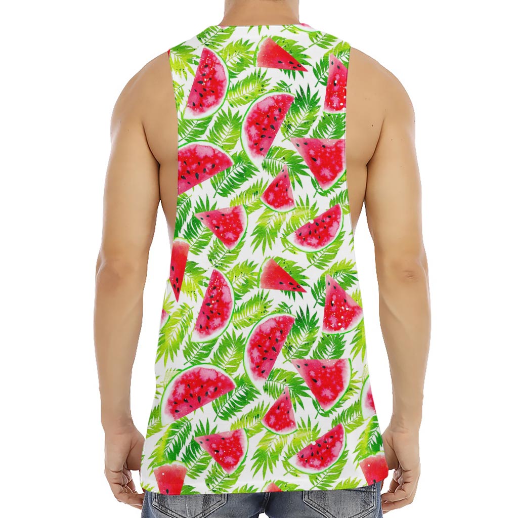 White Summer Watermelon Pattern Print Men's Muscle Tank Top