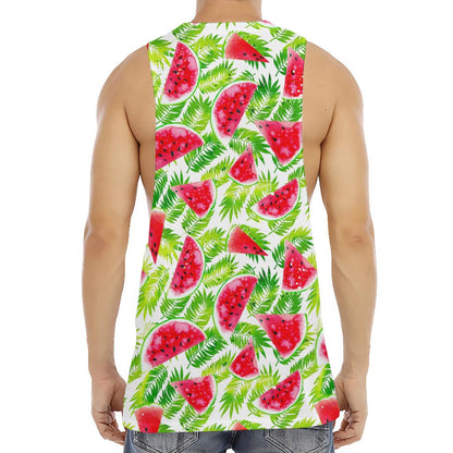 White Summer Watermelon Pattern Print Men's Muscle Tank Top