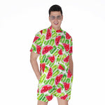 White Summer Watermelon Pattern Print Men's Rompers