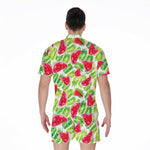 White Summer Watermelon Pattern Print Men's Rompers