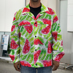 White Summer Watermelon Pattern Print Men's Shirt Jacket