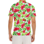 White Summer Watermelon Pattern Print Men's Short Sleeve Rash Guard