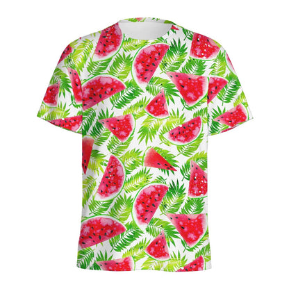 White Summer Watermelon Pattern Print Men's Sports T-Shirt