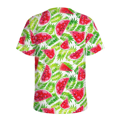 White Summer Watermelon Pattern Print Men's Sports T-Shirt