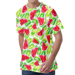 White Summer Watermelon Pattern Print Men's Velvet T-Shirt