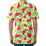 White Summer Watermelon Pattern Print Men's Velvet T-Shirt