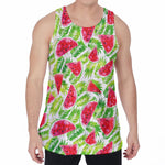 White Summer Watermelon Pattern Print Men's Velvet Tank Top