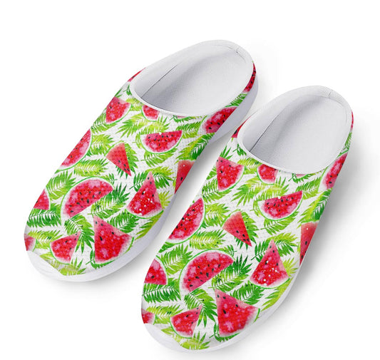 White Summer Watermelon Pattern Print Mesh Casual Shoes