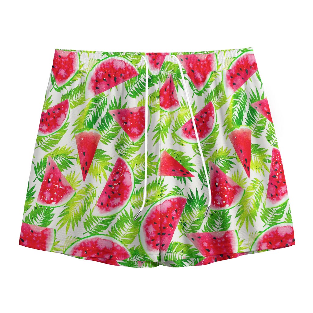White Summer Watermelon Pattern Print Mesh Shorts