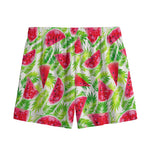 White Summer Watermelon Pattern Print Mesh Shorts