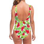 White Summer Watermelon Pattern Print One Piece Swimsuit