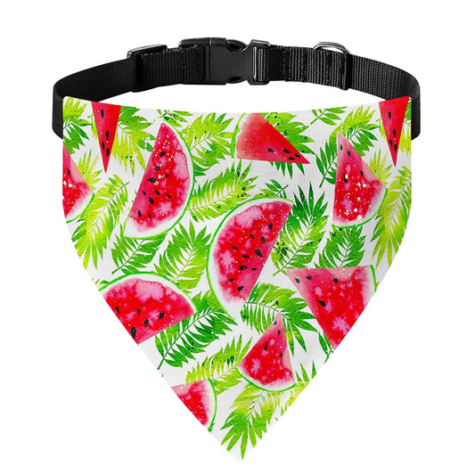 White Summer Watermelon Pattern Print Over The Collar Dog Bandana