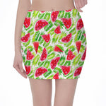 White Summer Watermelon Pattern Print Pencil Mini Skirt