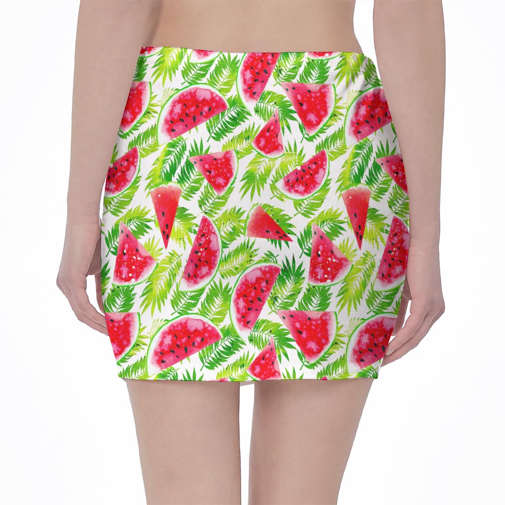 White Summer Watermelon Pattern Print Pencil Mini Skirt