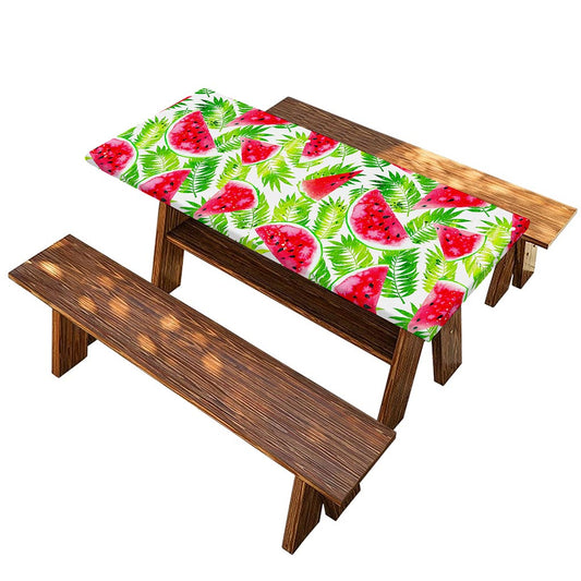 White Summer Watermelon Pattern Print Picnic Table Cover