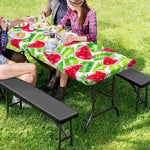 White Summer Watermelon Pattern Print Picnic Table Cover