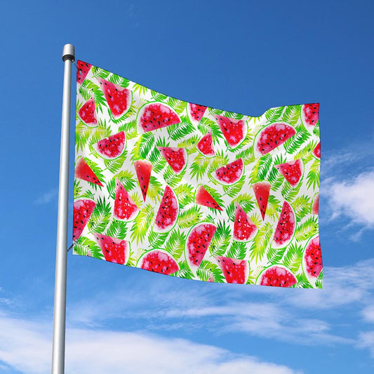 White Summer Watermelon Pattern Print Polyester Flag