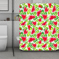 White Summer Watermelon Pattern Print Polyester Shower Curtain