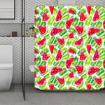 White Summer Watermelon Pattern Print Polyester Shower Curtain