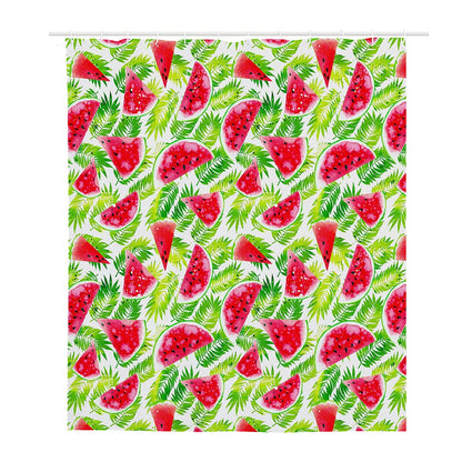 White Summer Watermelon Pattern Print Polyester Shower Curtain