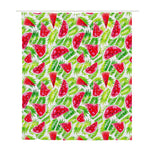 White Summer Watermelon Pattern Print Polyester Shower Curtain