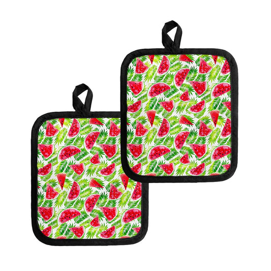 White Summer Watermelon Pattern Print Pot Holders