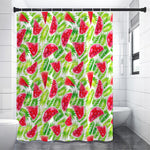 White Summer Watermelon Pattern Print Premium Shower Curtain