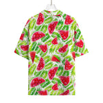 White Summer Watermelon Pattern Print Rayon Hawaiian Shirt