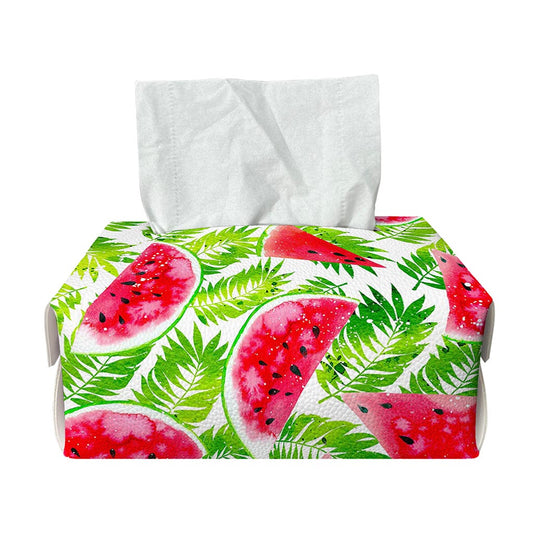 White Summer Watermelon Pattern Print Rectangle Tissue Box Cover