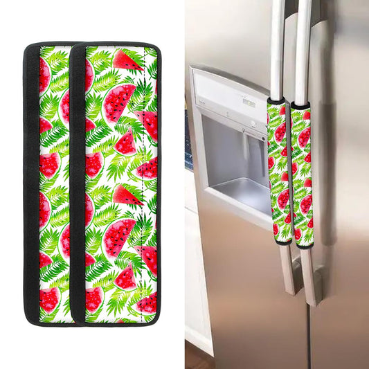 White Summer Watermelon Pattern Print Refrigerator Handle Covers